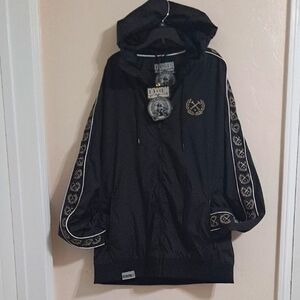 DIXXON Black Tech Jacket Safety Reflective THE WATERFRONT Hooded LG Tall NWT